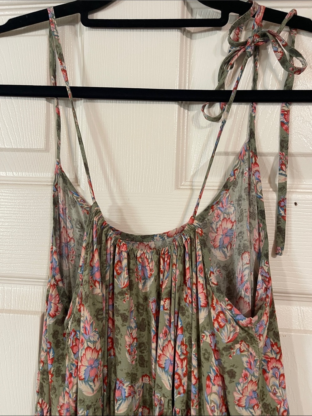 NATURAL LIFE Elizabeth Olive Green Maxi Dress with Pink Floral Print - Picture 6 of 8